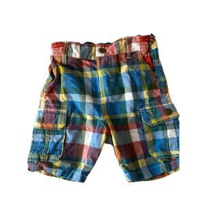 Frugi Blue Red Plaid Shorts 18-24m